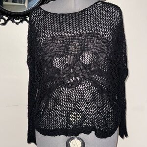 Black Open-Knit Sweater distressed
